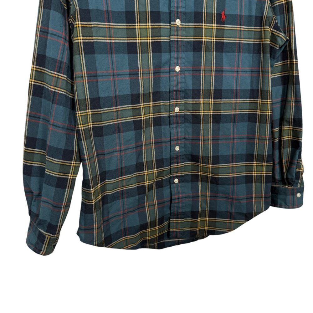 Ralph Lauren Button Down Shirt Mens Small Blue Plaid Red Pony Preppy - Picture 5 of 9